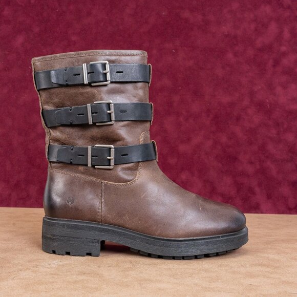 Lucky Brand Wmn Cheviss Brown Leather Zip Moto Ankle Boots 8.5US EUR 39.5 - Picture 4 of 8